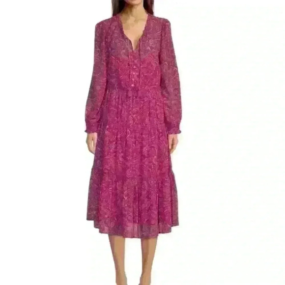 Beach Lunch Lounge Collection Med Long Sleeves Sheer Coverup Maxi Dress - Picture 1 of 16